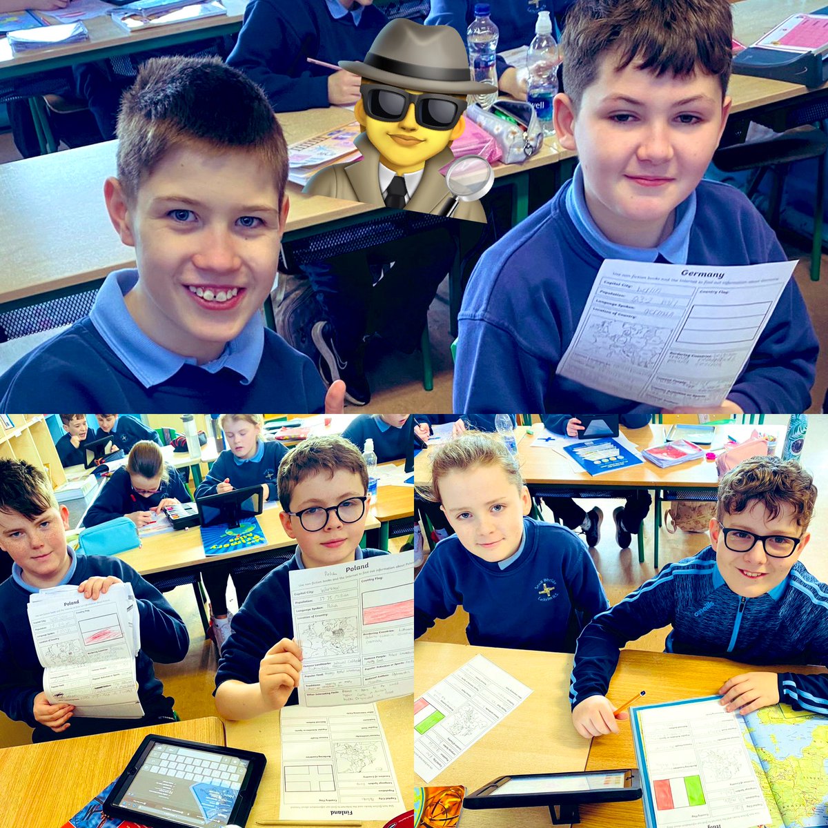 scoilbhrideNS's tweet photo. Continuing to focus on our presentation skills in the senior room. Super researching children, collaborative learning and delivery of fun and interesting facts! 🤩🤩 @oide_Ireland #disciplinaryliteracy #language #growinginconfidence #listeningskills #respect #communication https://t.co/cAw9OacCzJ