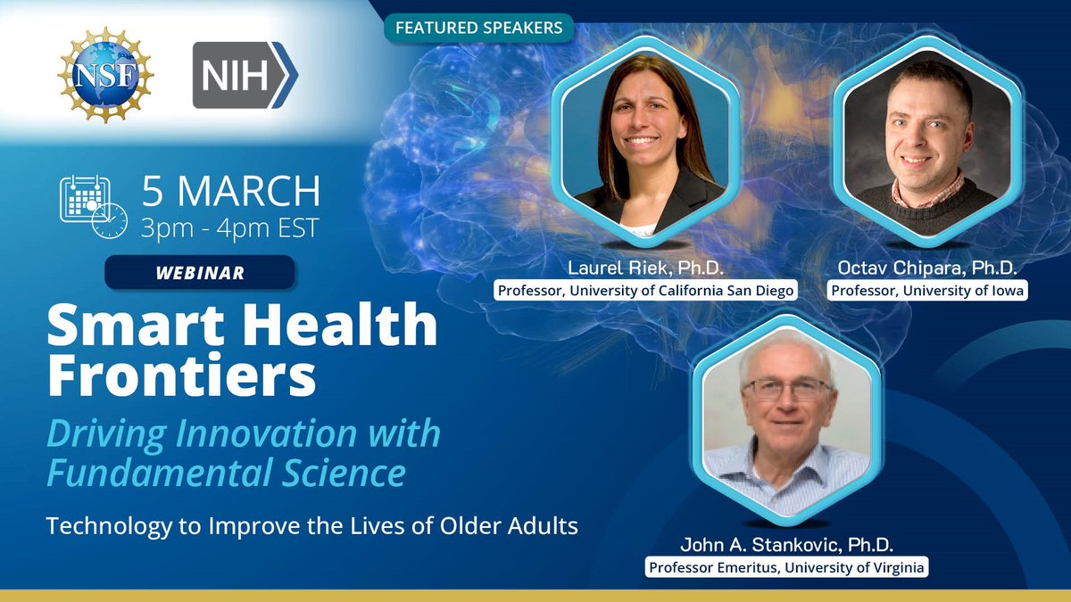 Prof. Octav Chipara [@ochipara]  will be one of three featured speakers at tomorrow's @NSF x @NIH  symposium on 'Technology to Improve the Lives of Older Adults' [2-3pm CT online]!

Deets (inc. reg url) @ events.uiowa.edu/85426

#NSFFunded #research #CSforGood 📢 🦻