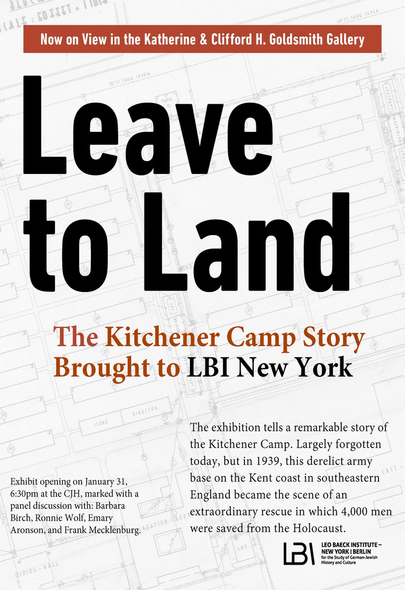 Presented by @lbinyc, the Leave to Land traveling exhibit is now on display at @cjewishhistory in NYC. Authored by @DrCWeissenberg and based on materials from The Kitchener Camp Project, the exhibit also features materials from the JDC Archives: cjh.org/exhibits/exhib…