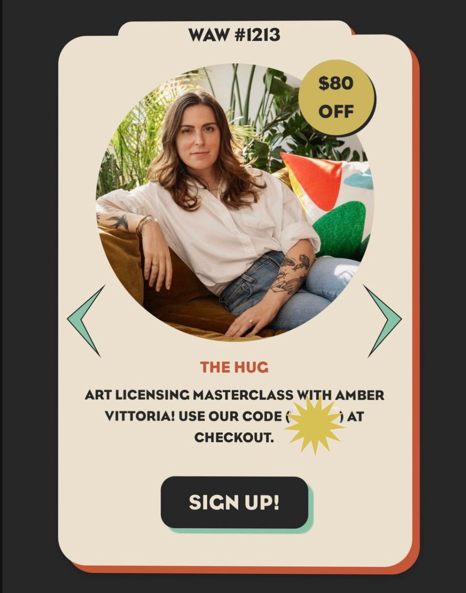 WomenandWeapons's tweet image. Happy Monday, friends! ♥️

We&apos;re thrilled to announce an exclusive opportunity and discount for our Women and Weapons community to elevate your artistic career with an Art Licensing Masterclass, hosted by the incredibly talented @amber_vittoria &amp;amp; @thehugxyz.

Learn how to attract…