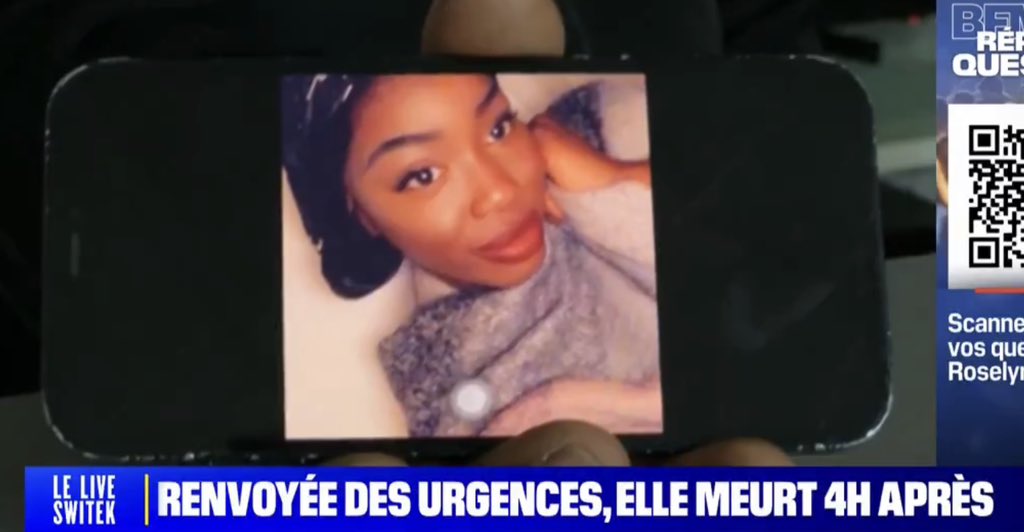 🇫🇷 Anissa, 24 ans, est morte 4 heures après avoir été renvoyée des urgences de #SaintDenis, où elle s’était rendue pour une douleur à la poitrine. La jeune femme 'hurlait de douleur et crachait du sang' à son arrivée à l’hôpital. Le personnel médical a insisté pour qu’elle libère