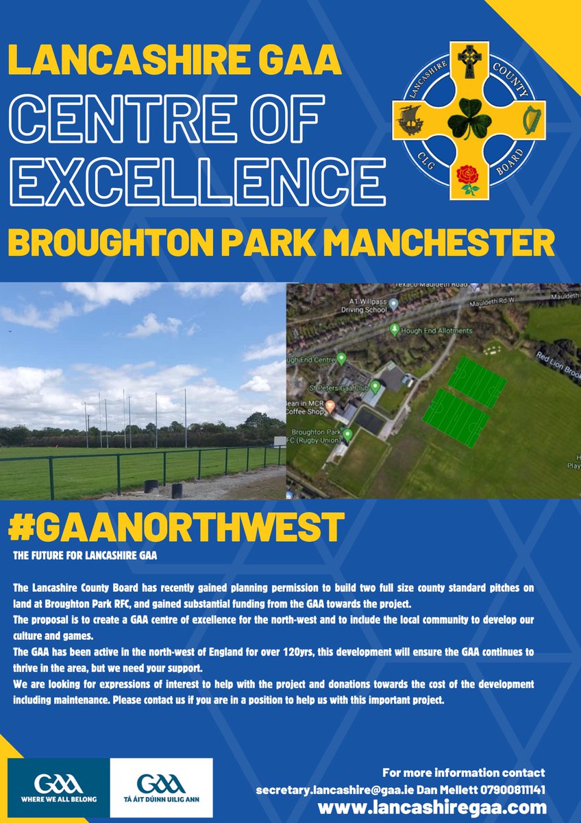 With the recent news that Lancashire GAA has gained planning permission to build two county sized GAA pitches at Broughton Park we are looking for interested parties to help us continue the journey #GAA #GAANorthWest #Lancashire