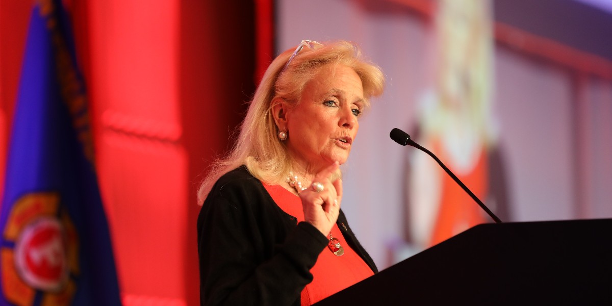 🔥When it comes to leading the fight against #PFAS in Congress and getting meaningful legislation passed @RepDebDingell is our closest ally. Thank you for standing with #firefighters. “Your safety on the job is non-negotiable period!” #LEGCON24