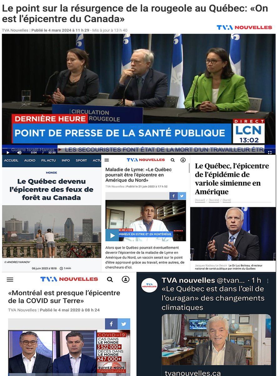 Amelie_Paul's tweet image. Actualisation de mon collage sur le Québec, le centre de l'univers! Après avoir été l'épicentre des feux de forêt, de la maladie de Lyme, de la variole du singe, de la Covid et des changements climatiques, nous voilà maintenant l'épicentre de la rougeole au Canada! Parce qu'il…