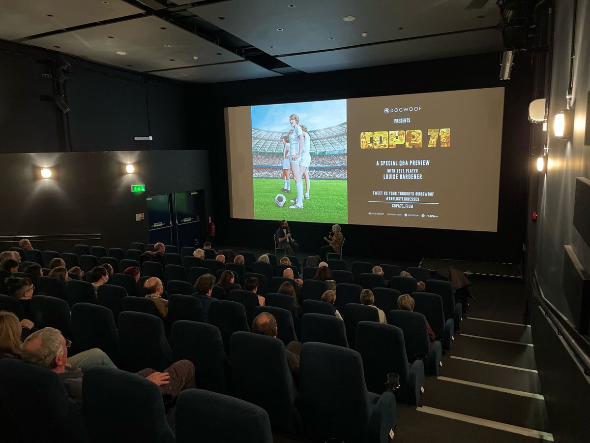 Fantastic to see such a great turnout for tonight’s #COPA71 Q&amp;A ⚽️

Huge thanks to Louise Gardner for coming along to talk all things women’s football! 

Missed out? This excellent documentary is out from Friday! 

Showtimes 👉🏻 ow.ly/6uVK50QL9to <a href="/Dogwoof/">Dogwoof</a>