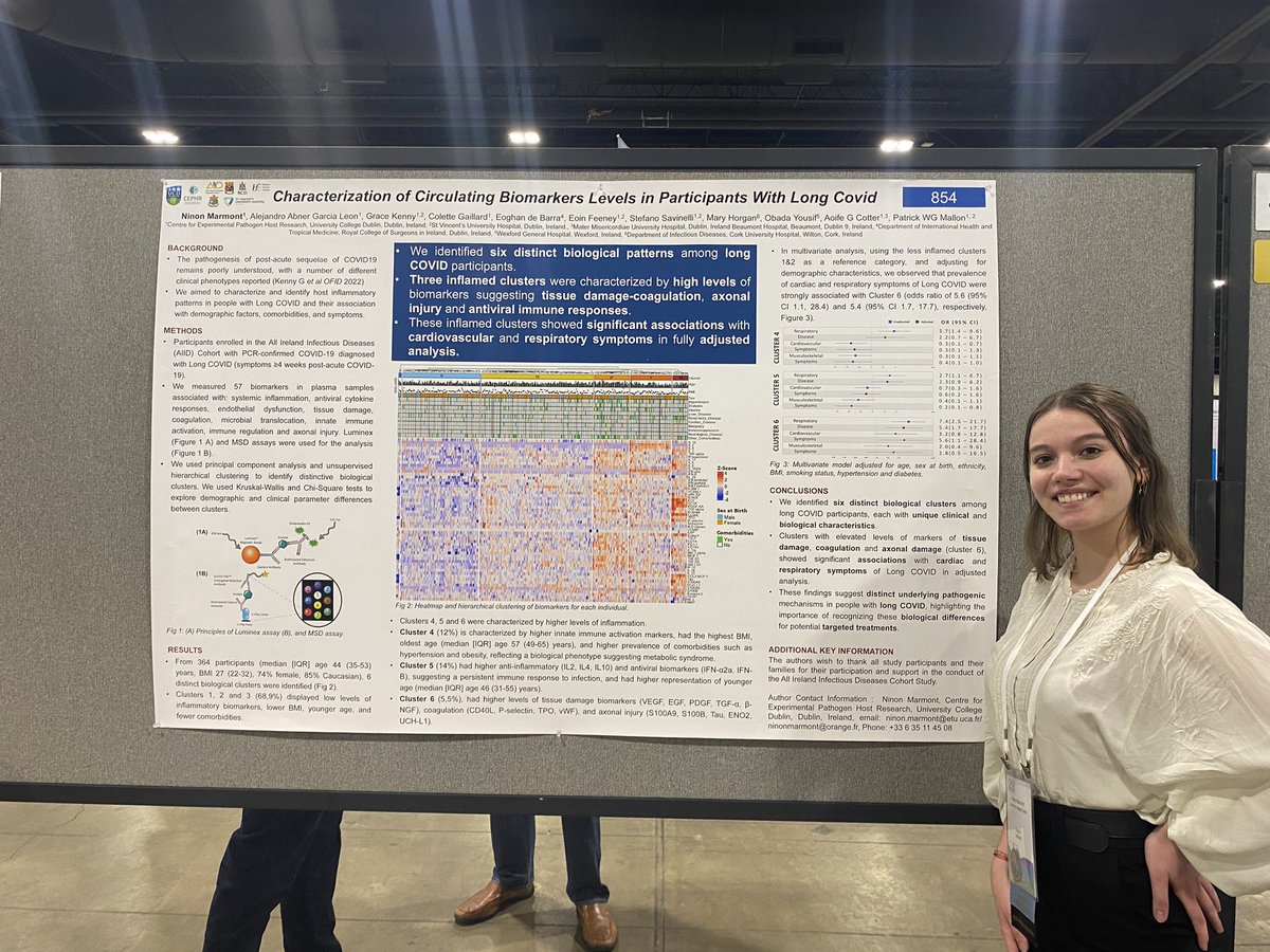 Ninon Marmont from <a href="/CEPHR_UCD/">CEPHR_UCD</a> presenting our latest analysis on inflammatory phenotypes in people with #LongCovid at #CROI2024 in #Denver. Important work showing distinct inflammatory pathways in #LongCovid that could help drive research into therapies. <a href="/UCDMedicine/">UCD Medicine</a>