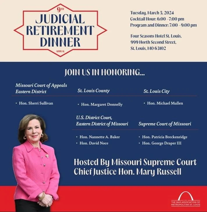 We are proud to sponsor BAMSL’s 9th Annual Judicial Retirement Dinner to celebrate the distinguished careers of our esteemed judges and honor their invaluable service to our community!
