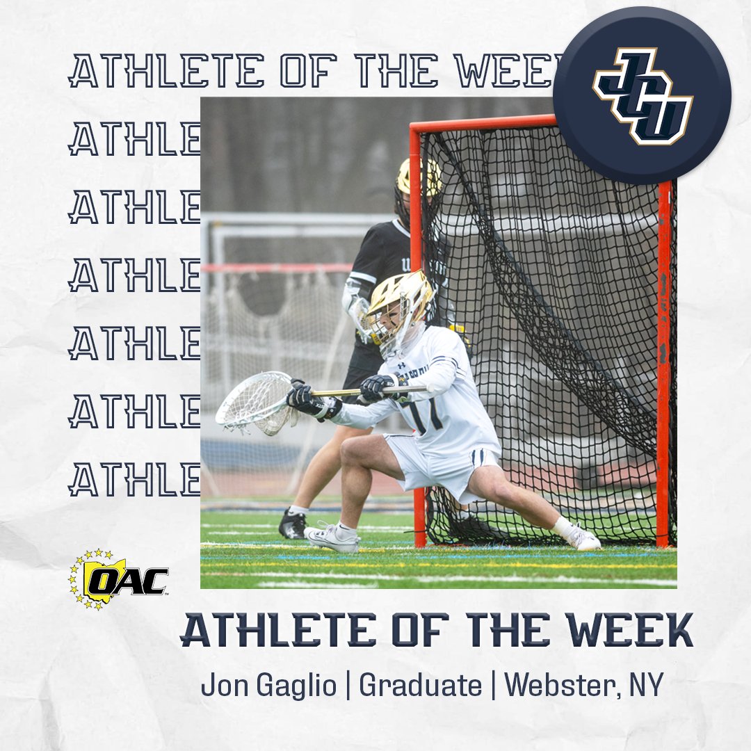 MLAX: Jon Gaglio selected as OAC Athlete of the Week after awesome 13-save effort in season opener 🥍

 📰 jcusports.com/news/2024/3/4/…