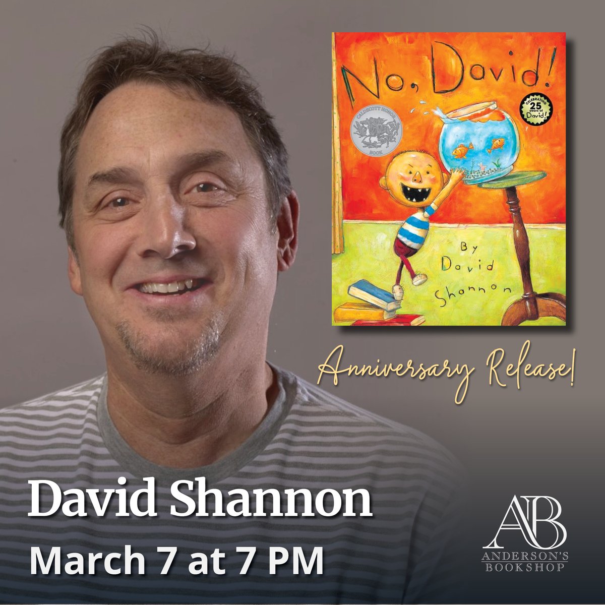THURSDAY: We host David Shannon to celebrate the 25th anniversary of his classic picture book, No, David! Generations of children (and parents) love this book for good reason! Come enjoy a presentation, Q&amp;A and signing line: DavidShannonAndersons.eventcombo.com
<a href="/Scholastic/">Scholastic</a>