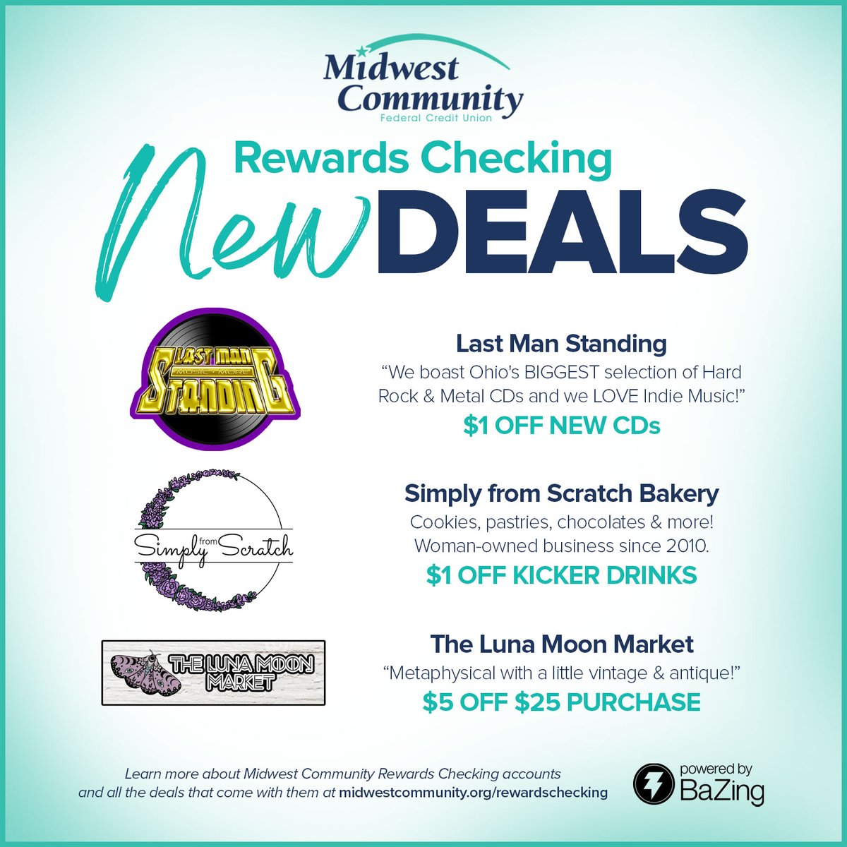 MidwestCommFCU's tweet image. We've got some fresh new local deals included with our Rewards Checking accounts! 🤩

Visit the Rewards Checking link in our bio to learn more!

#DefianceOhio #NorthwestOhio #RewardsChecking