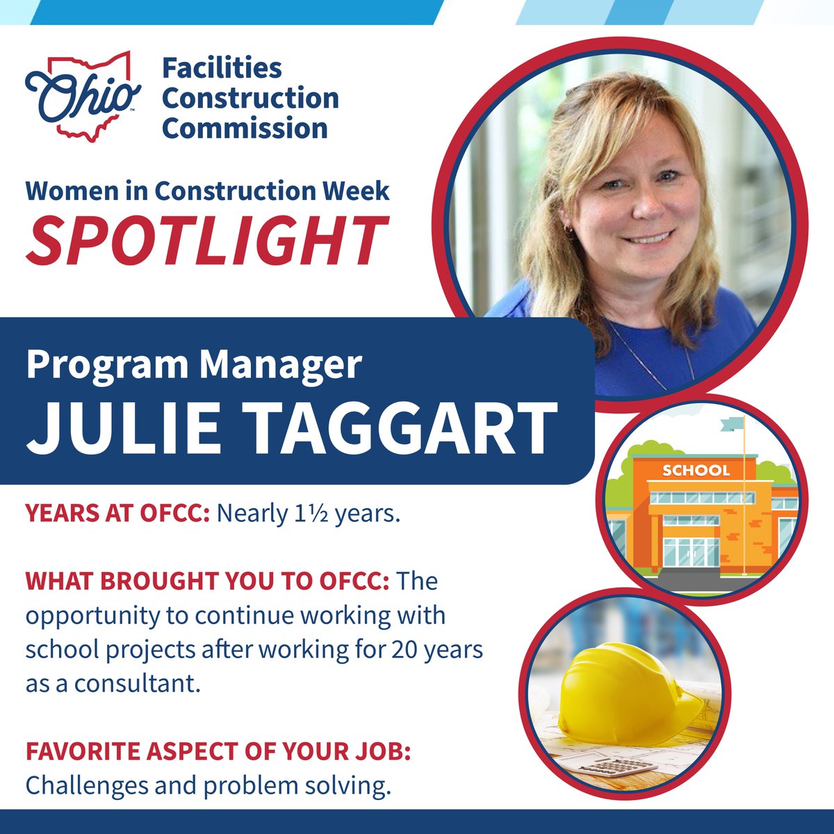 OHFacilities's tweet image. #WICWeek Spotlight 👷 Program Manager Julie Taggart wants women in the construction industry to remember that “you have a place at the table.” We’re thankful to have many talented women like Julie as a member of our team! #26YearsOfWICWeek