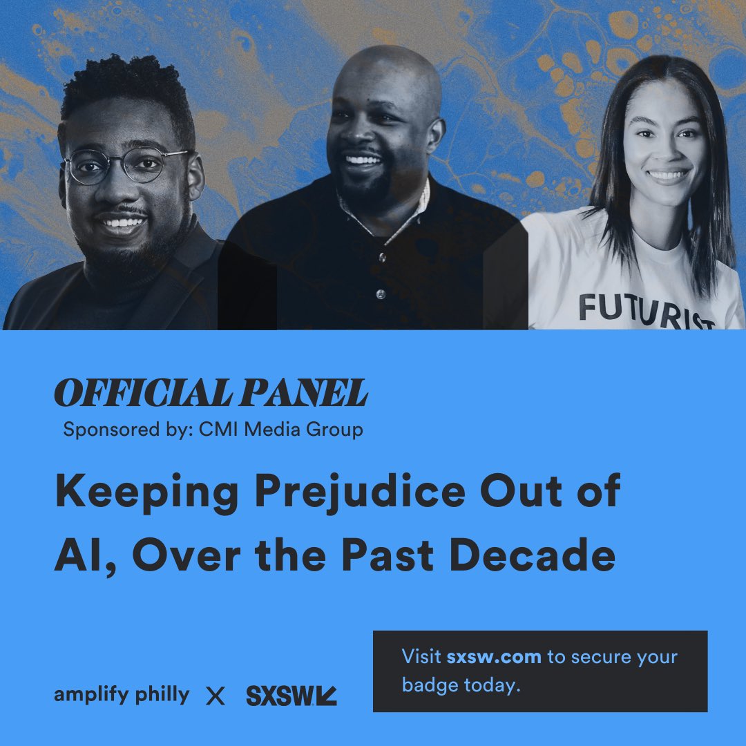 NEW PANEL ALERT. 🚨 Amplify Philly House is excited to welcome KEEPING PREJUDICE OUT OF AI, OVER THE PAST DECADE, presented by CMI Media Group! 

Interested in learning more before you head down to SXSW? Tap below! 👇💥

amplifyphilly.com/sxsw/events/ke… 

#AmplifyPhilly #SXSW2024