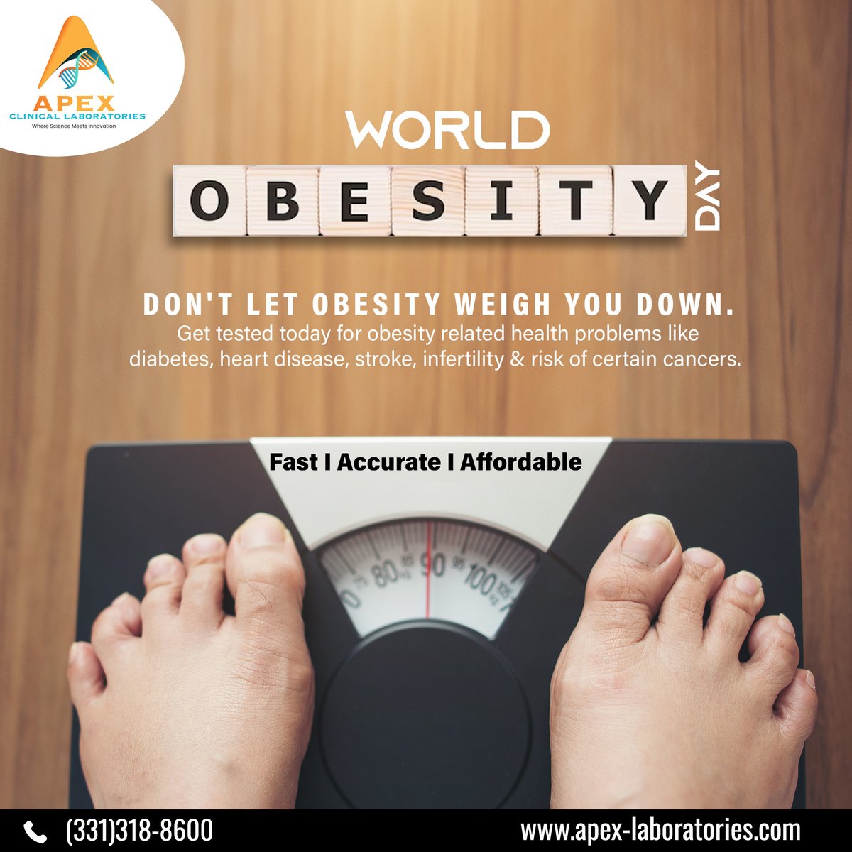 ClinicalApex's tweet photo. Obesity is a serious condition that can affect your quality of life and increase your risk of many chronic diseases. But you are not alone. At #ApexClinicalLabs, we are here to help you take charge of your health and wellness. https://t.co/v5Lguin2zN