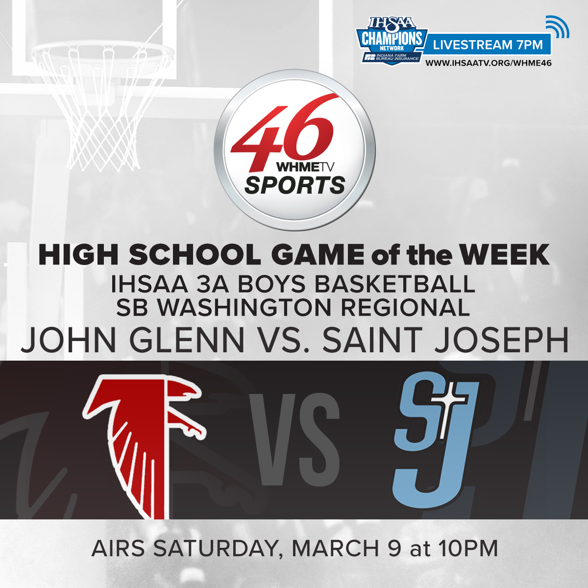 We'll have a @NIC_athletics matchup in the regional Saturday night when @JohnGlennHoops faces @SJhoopsquad on 46!
