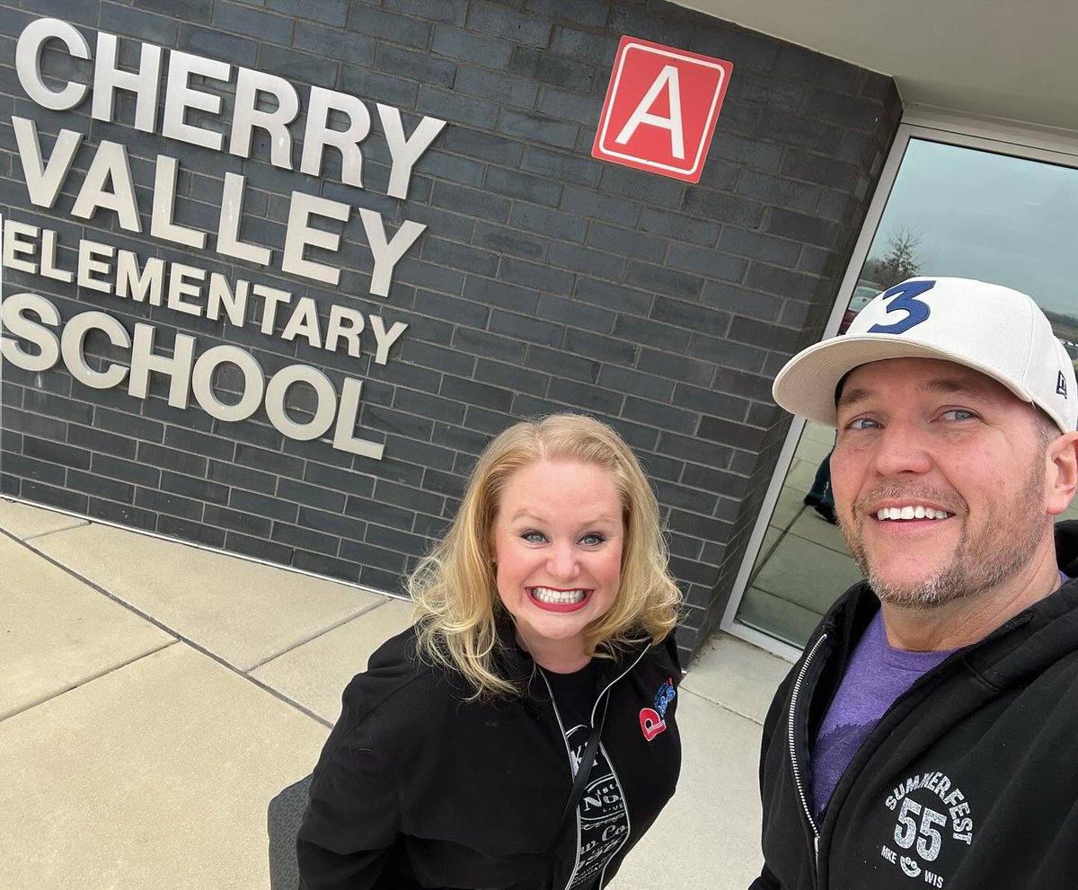 SPOTTED: <a href="/q985rockford/">Q98.5 - Rockford</a>'s Lil’ Zim and Johnny V. visit Cherry Valley to read for the Kindergarten and 2nd graders. 📚❤️