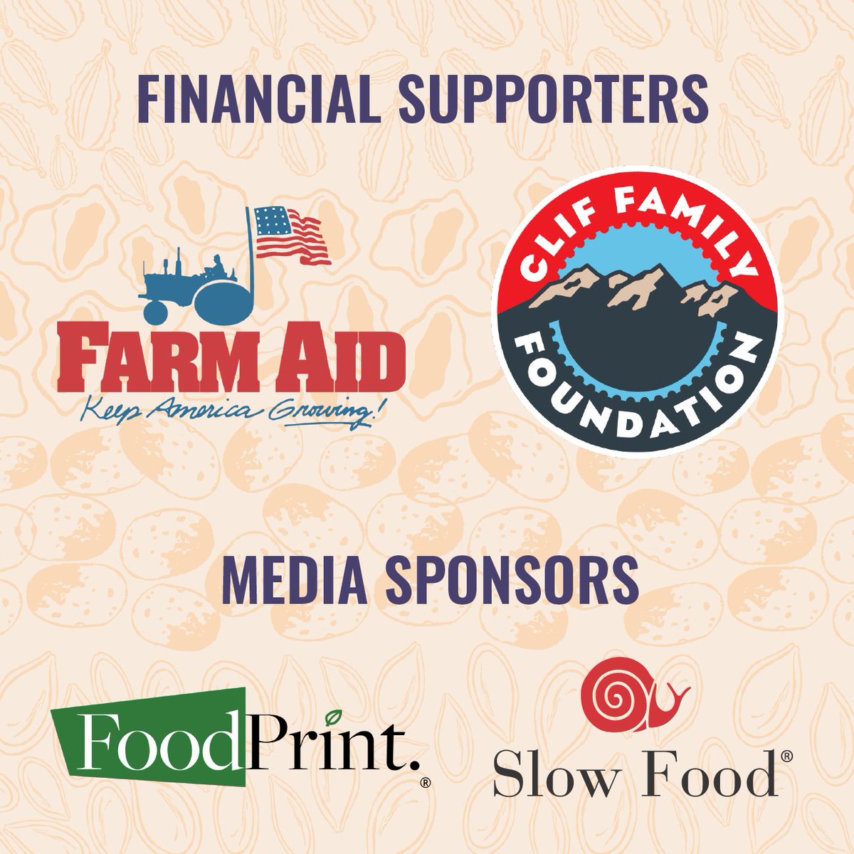 The Slow Seed Summit welcomed 18 wise speakers to our event this wknd! Many thanks to our financial sponsors Clif Family Foundation and @FarmAid, and our media sponsors @Foodprintorg and @SlowFoodHQ. #SlowSeedSummit #SlowSeedSummit2024