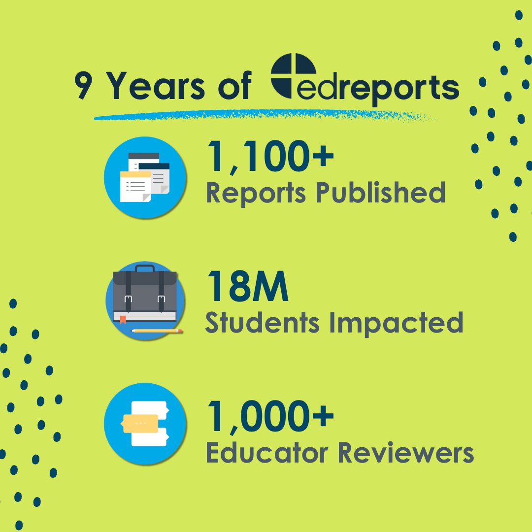 As we mark nine years since publishing our first reviews and celebrate over 1,100 published reports, it feels like the right time to share reflections on our impact, what we’ve learned, and how we are striving to improve.  edreports.org/resources/arti…