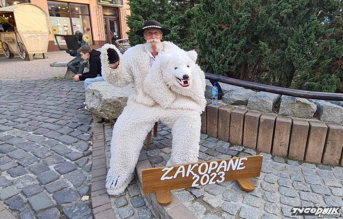 24tp_pl's tweet photo. To jest prawdziwy miś z Krupówek. Promuje Zakopane i nikogo nie nęka. Jest bohaterem wydanej 2 lata temu książki ze  zdjęciami białego misia - Staram się kultywować tradycję, zachowuję się uprzejmie, stanowię atrakcję dla turystów - mówi Marek Zawadzki. Potwierdzamy  #Zakopane https://t.co/OVkRyPxqcF