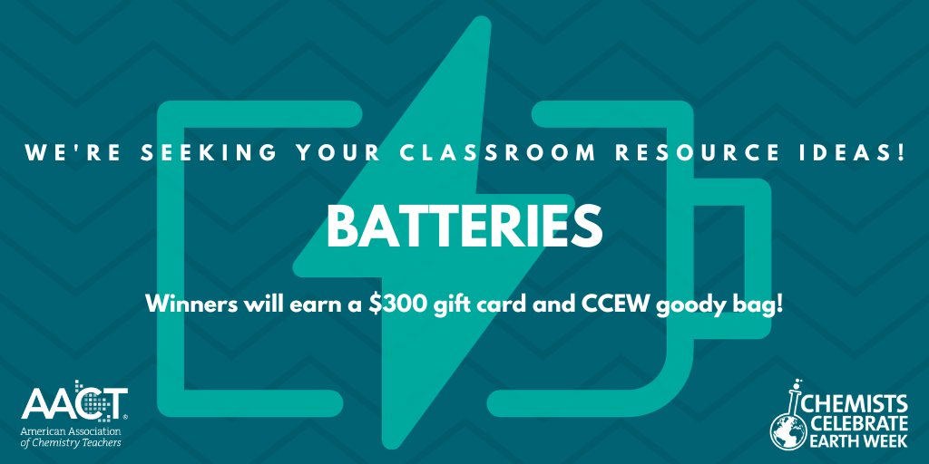 We're so excited for Celebrate Chemists Celebrate Earth Week next month! Do you have a unique lesson that involves batteries? Share it with us in our CCEW resource contest. All winners will earn $300 and a CCEW goody bag! Submit your idea by March 25. brnw.ch/21wHyUJ
