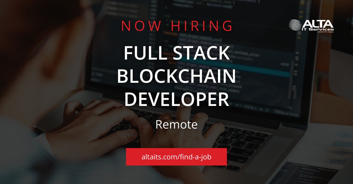 ALTA IT Services is #hiring a Full Stack Blockchain Developer for #remote work. 
Learn more and apply today: ow.ly/gmLs50QKKgV
#ALTAIT #FullStack #BlockchainDeveloper #remotejobs #ComputerScience #Engineering #AgileScrum #Python #SQL #DataVisualization #Tableau #Plotly