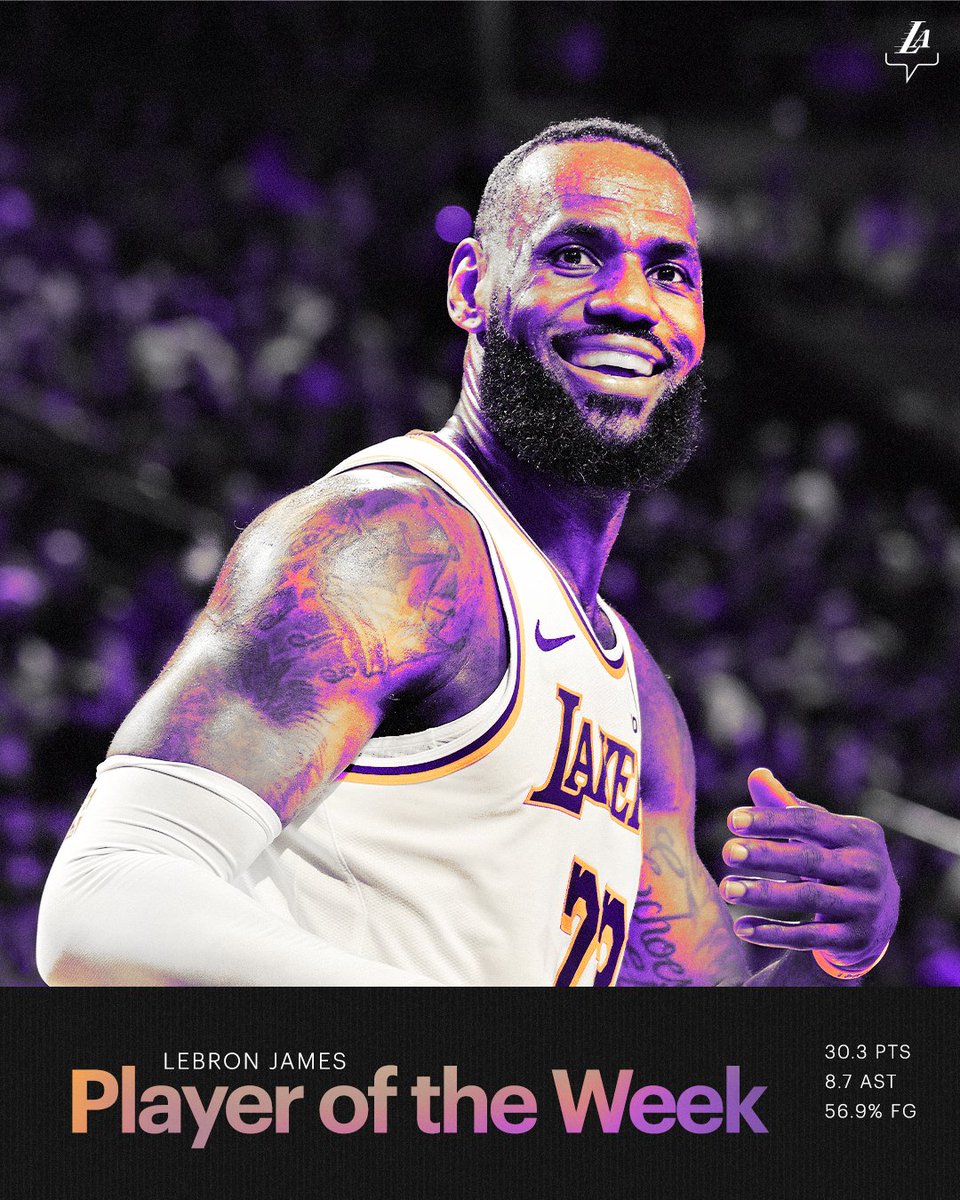 Lakers's tweet photo. NBA Western Conference Player of the Week: 👑 https://t.co/5qpdrgi1i7