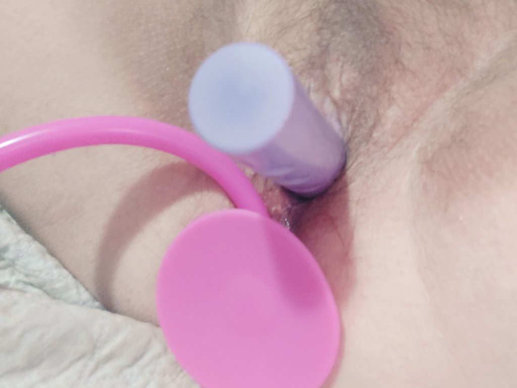 Double stuffed! Someone please replace one of these toys with your cock!