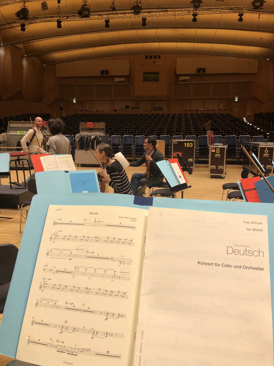 Great week so far working with Frankfurt Radio Symphony Orchestra - vivid and crazy new sounds by Bernd Richard Deutsch, Nicolaus A. Huber, Stefan Pohlit, and Samir Odeh-Tamimi 🦻🏼