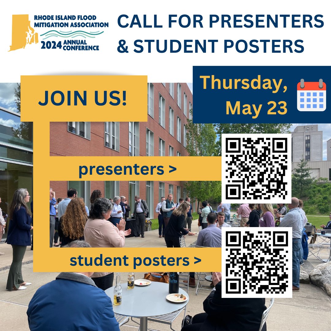 RIFMA2017's tweet photo. The Rhode Island Flood Mitigation Association invites state and municipal staff and officials, consultants, non-profit leaders and other interested parties to submit abstracts for its 2024 Conference. Join over 150 attendees! Submit your presenter/panelist proposals by April 1st. https://t.co/s0XqexBPw0