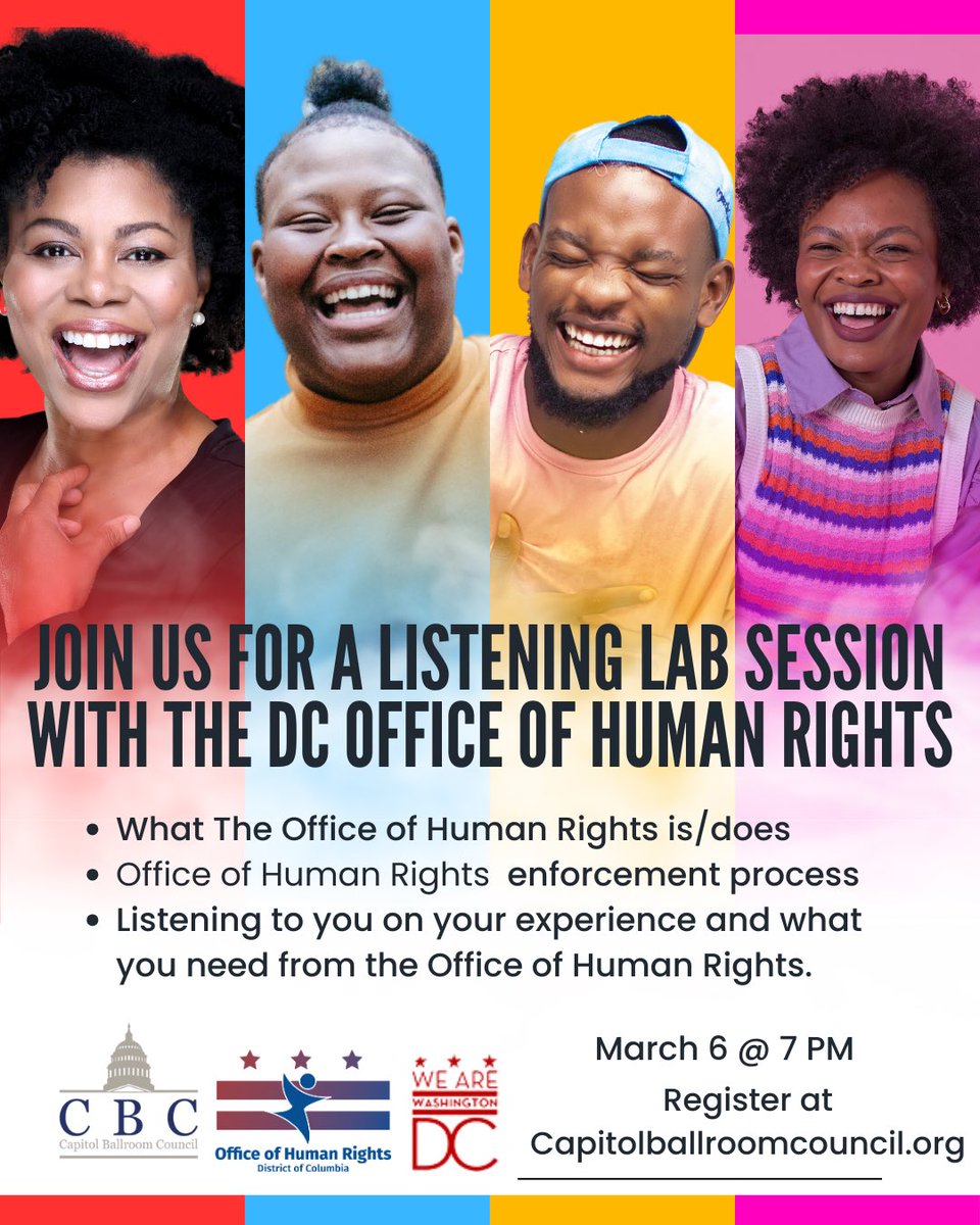 BIPOC Queer and Trans Virtual Listening Lab with @DCHumanRights and the CBC! 📅 Wed. 3/6 📍 Virtual ⏰ 7PM 🔗 us06web.zoom.us/meeting/regist…