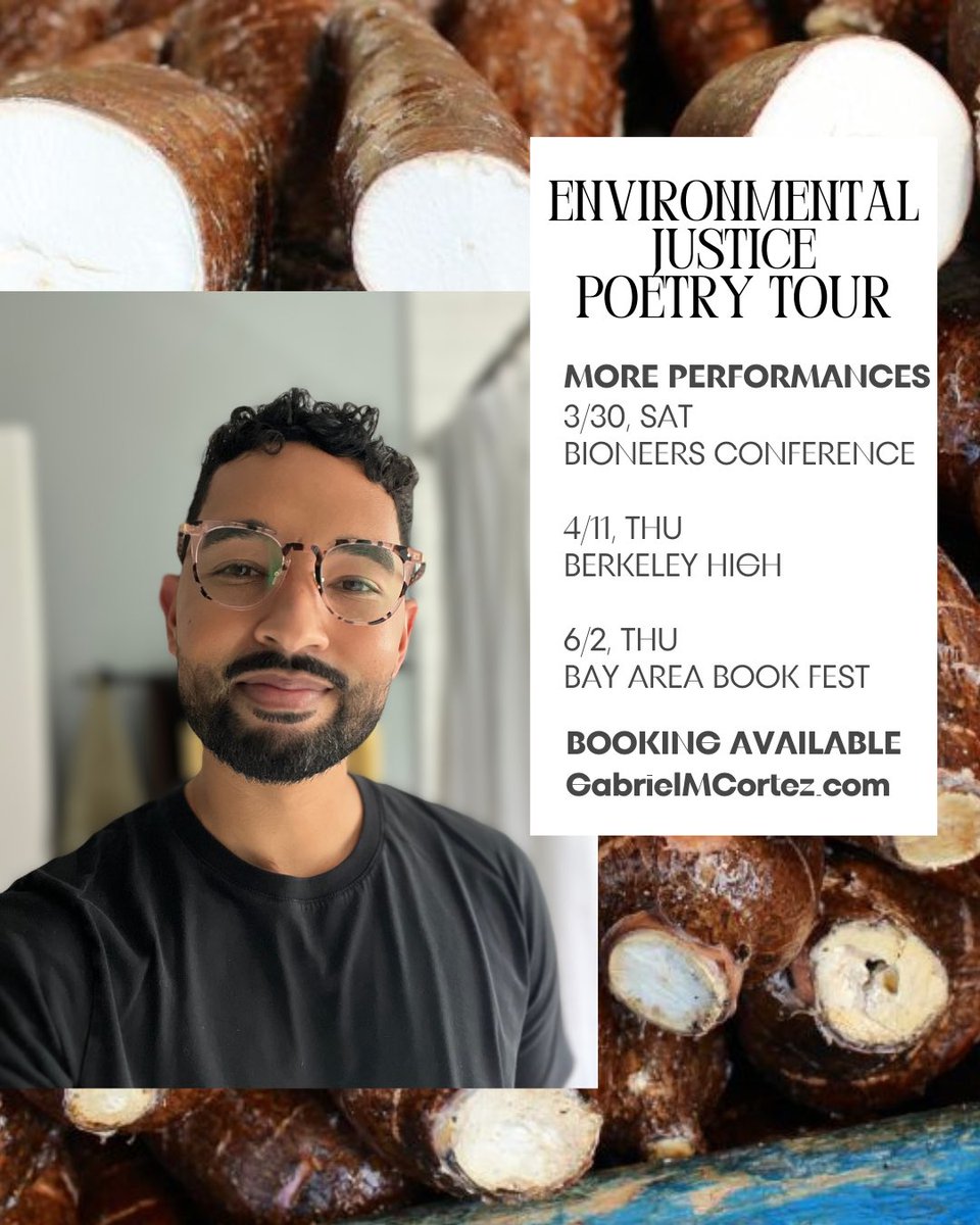 GabrielMCortez's tweet photo. 🌵 I’m going on a little tour this Spring 

Join me in Berkeley, where I’ll be sharing new work lifting up environmental justice, food and land sovereignty, and local lineages of resistance alongside an amazing cohort of local poets debuting new pieces from our workshop series. https://t.co/nTIrq64Y5t