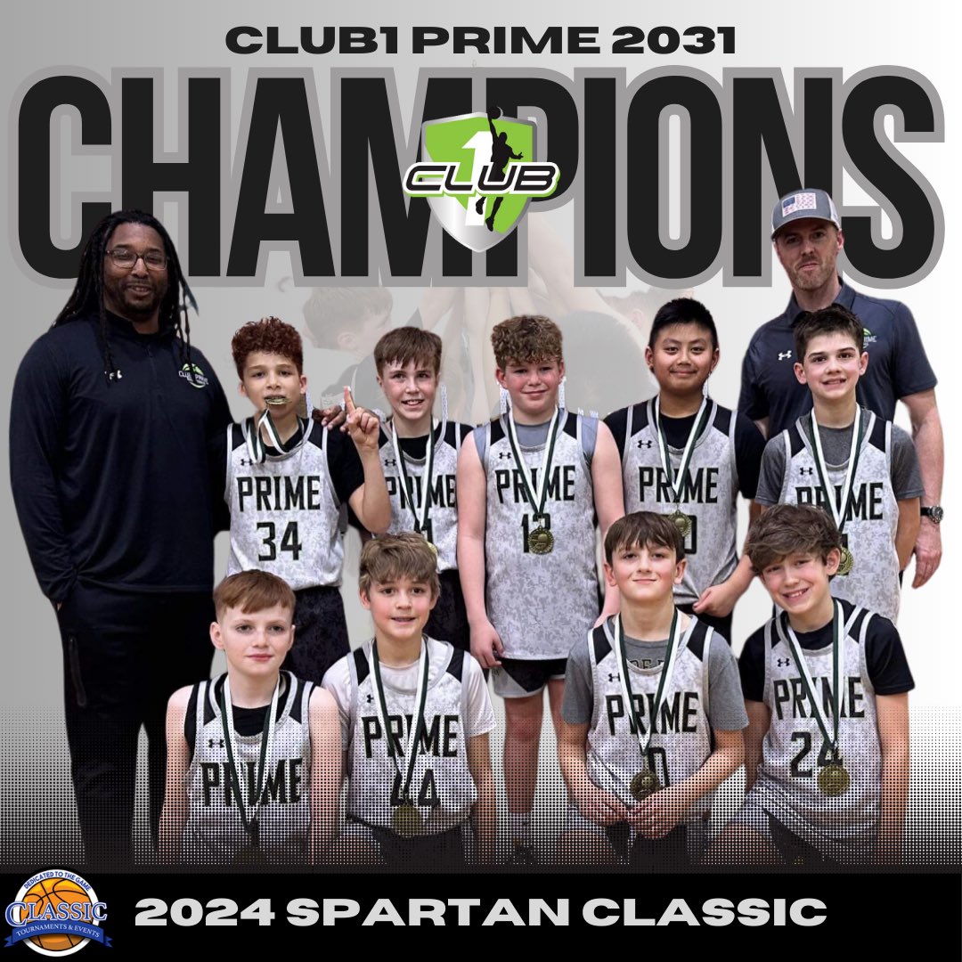 Club1Basketball's tweet photo. Club1 Prime 2031 got the job done at the always tough Spartan Classic in Lansing, MI this past weekend winning the 5th grade White Magic Gold Division! https://t.co/gijK3wGuXR