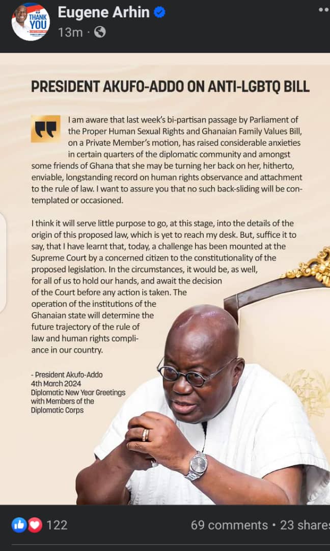 Here's what Prez. Akufo-Addo has to say about the Anti-LGBTQ bill...

Source: Eugene Arhin

#GHOneNews #LGBTQ #GHOneTV #lgbtqcommunity