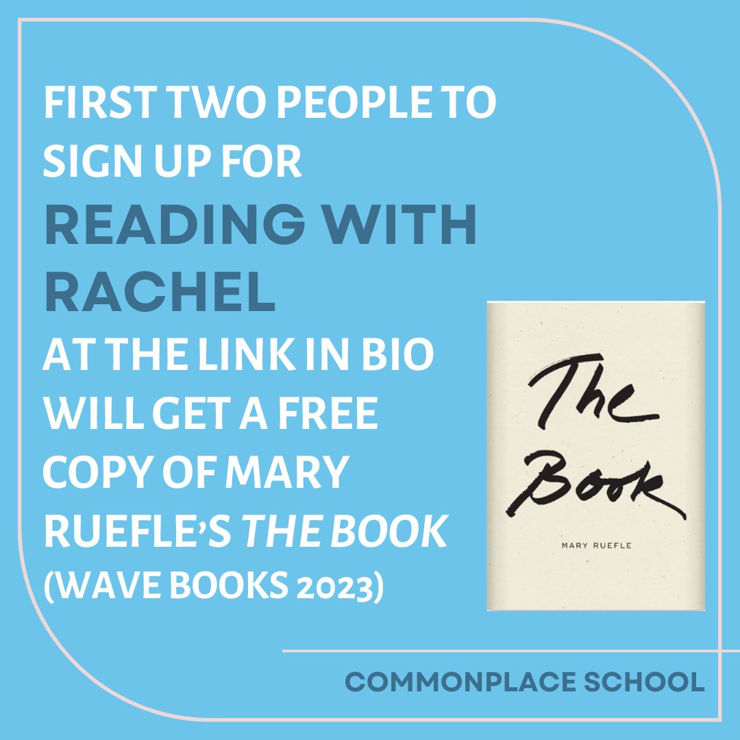 Want a free copy of Mary Ruefle's The Book? Sign up for Reading with Rachel at the link in bio for a chance to win!
