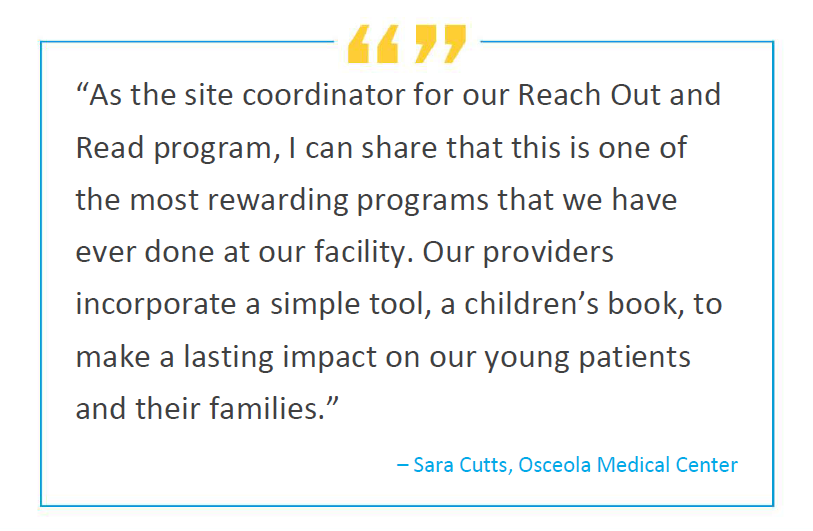 Our Mission: Give young children a foundation for success by incorporating books into pediatric care and encouraging families to read aloud together.

Learn more about our program: reachoutandread.org/wisconsin