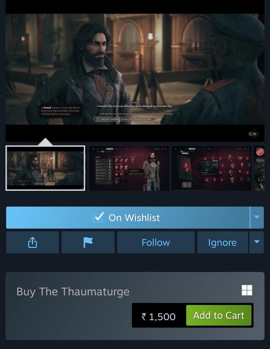 Ahhhh I want to plug the plug/Click on the button to buy #TheThaumaturge very badly but I have too many games on my plate/hard disk 🥹🥹🥹
