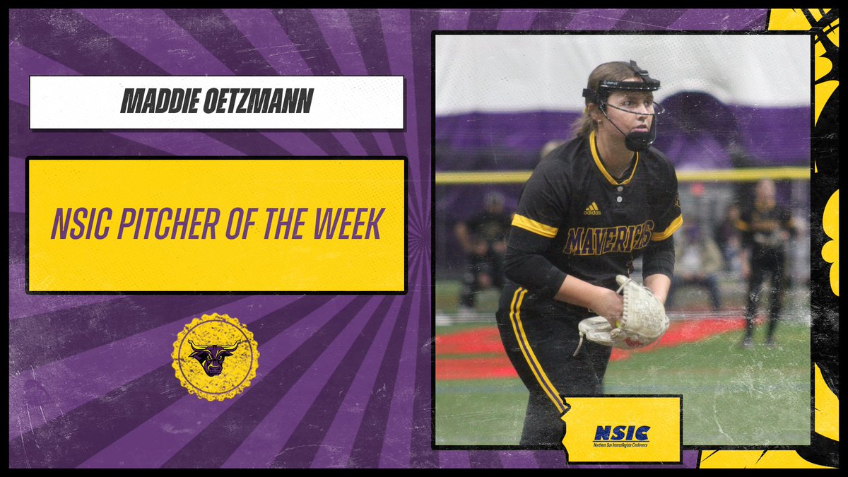 Congratulations to Maddie Oetzmann, who earns her second-consecutive NSIC Pitcher of the Week award 🏆

The freshman allowed just two runs in three starts last week, striking out 18 batters and allowing just a .164 opponent batting average 🚨

#RollMavs 🥎