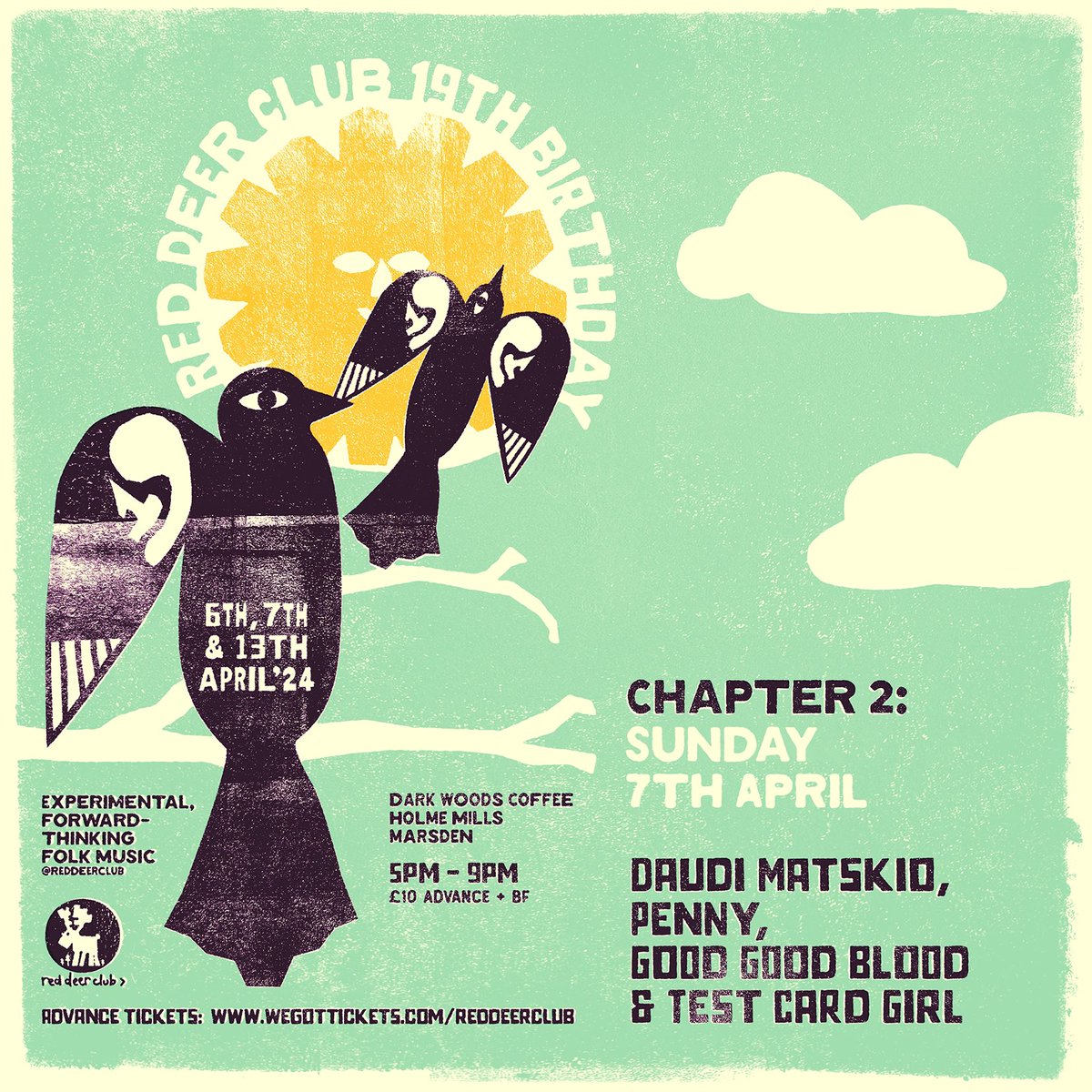 ADVERTISEMENT I am playing songs at this lovely @reddeerclub 19th Birthday party!   Live: @hellodaudi, Penny, me and @testcardgirl84   Sunday 7 April 2024 / 5 pm - 9 pm   At Dark Woods Coffee, Marsden, HD7 6LS   £10 advance (plus booking fee): wegottickets.com/reddeerclub   🖤🖤🖤