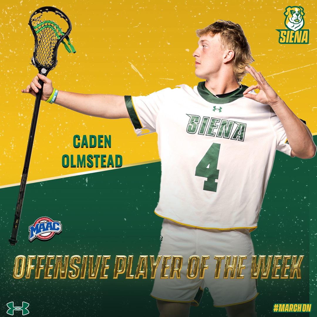 SienaSaints's tweet photo. 🥍 🏅 | Olmstead of @SienaLacrosse Named @MAACSports Offensive Player of the Week

📰 https://t.co/ZWuu1Zz6hf

#MarchOn x #SienaSaints x #MAACLAX x #NCAALAX https://t.co/hNKivFSbJ6