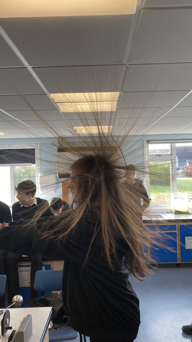 Fantastic results experimenting with our Van Der Graaff today. S3 pupils learning about static electricity