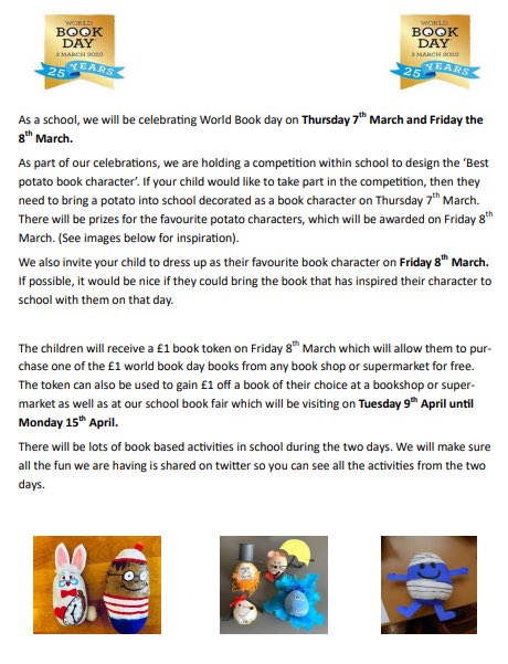 We are looking forward to celebrating World Book Day later this week.