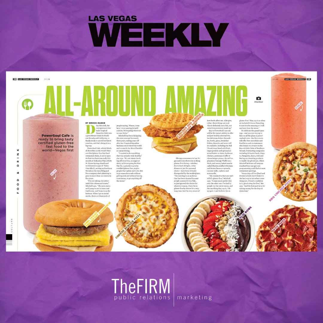 We are so proud of our client <a href="/dinamitchell/">Dina Mitchell</a> with the launch of <a href="/powersoulcafe/">PowerSoul Cafe</a> last Friday! 🥳

As Las Vegas’ first gluten-free fast-food chain, we are excited to help get the word out as they open three locations across the valley.