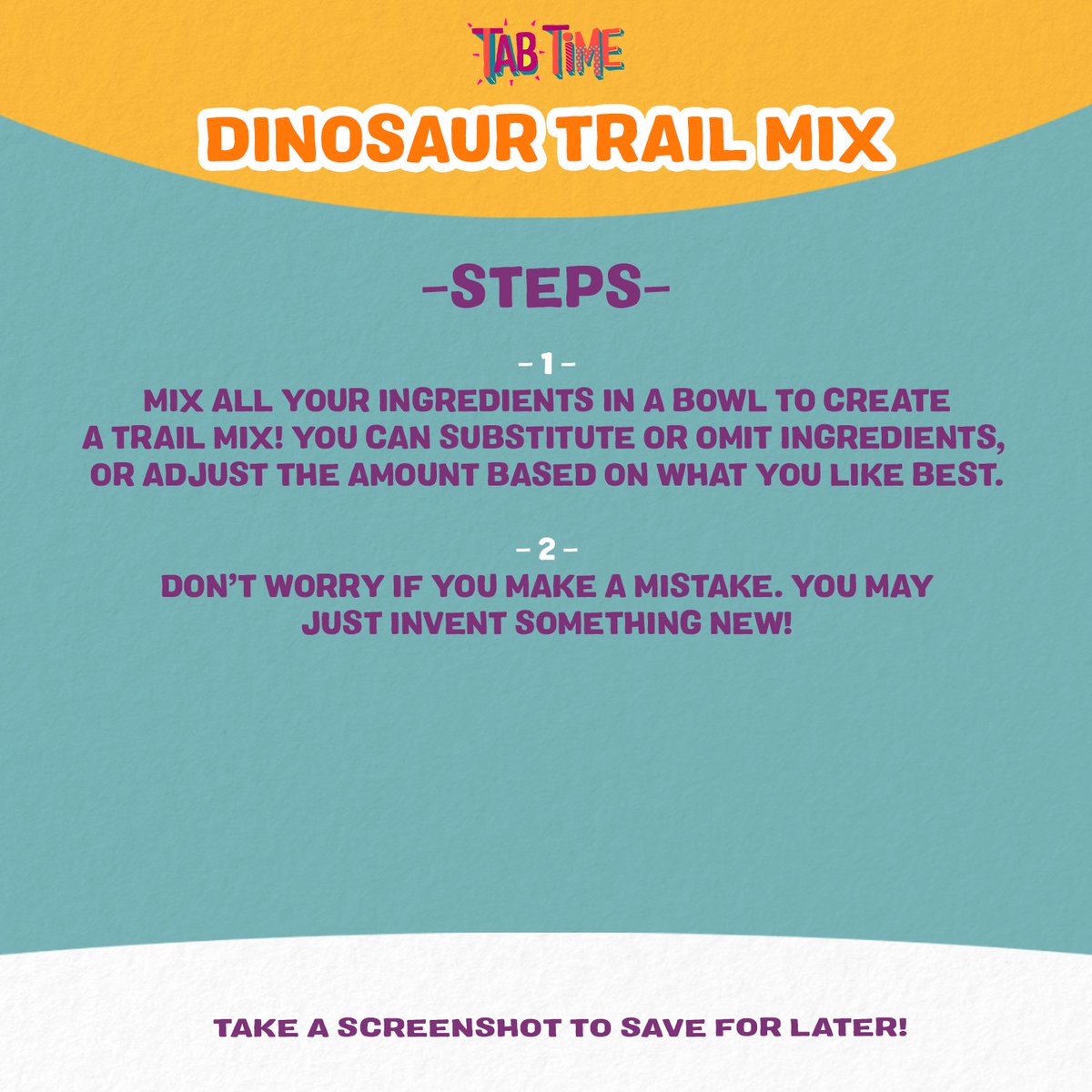 The upside to making a mistake in the kitchen is that you might just end up discovering a tasty new treat! Get creative with this super simple snack and see what kind of trail mix you can mix up! 🥜🫐🦖 

#healthysnacks #easysnacks #vegansnacks #kidssnacks #tabtime #tabithabrown