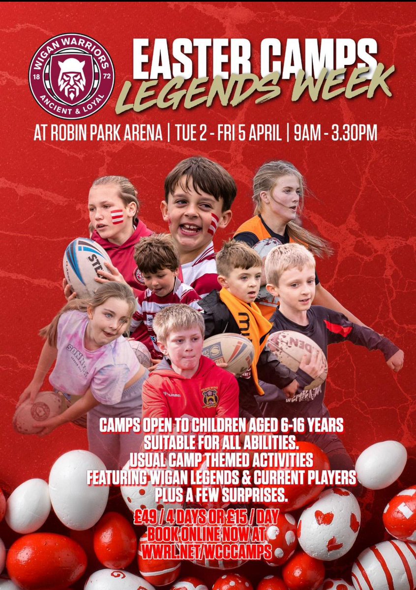 Get booked early for the @WiganWarriorsCF Easter Camps.
All details are on the attached poster.
Another fantastic opportunity
🔵🔴⚪🦈🦈🦈
#communityrugbyleague #wiganwarriors #wigan #upthesharks