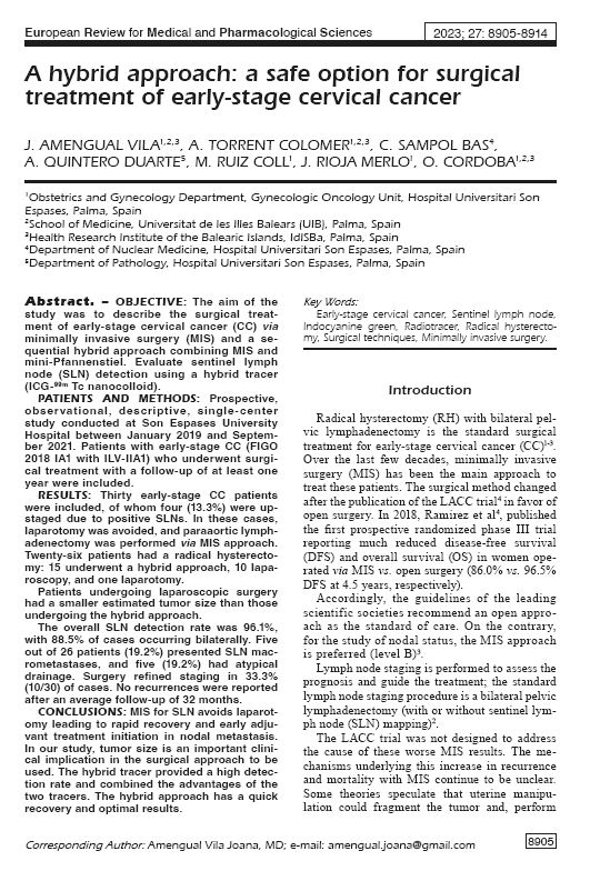 docusalut's tweet image. Nou article a #Docusalut: A hybrid approach: a safe option for surgical treatment of early-stage cervical cancer i.mtr.cool/fvkrfodxas @obginSonEspases @AmengualVila @TorrentColomer @octavicordoba @sampolsampol