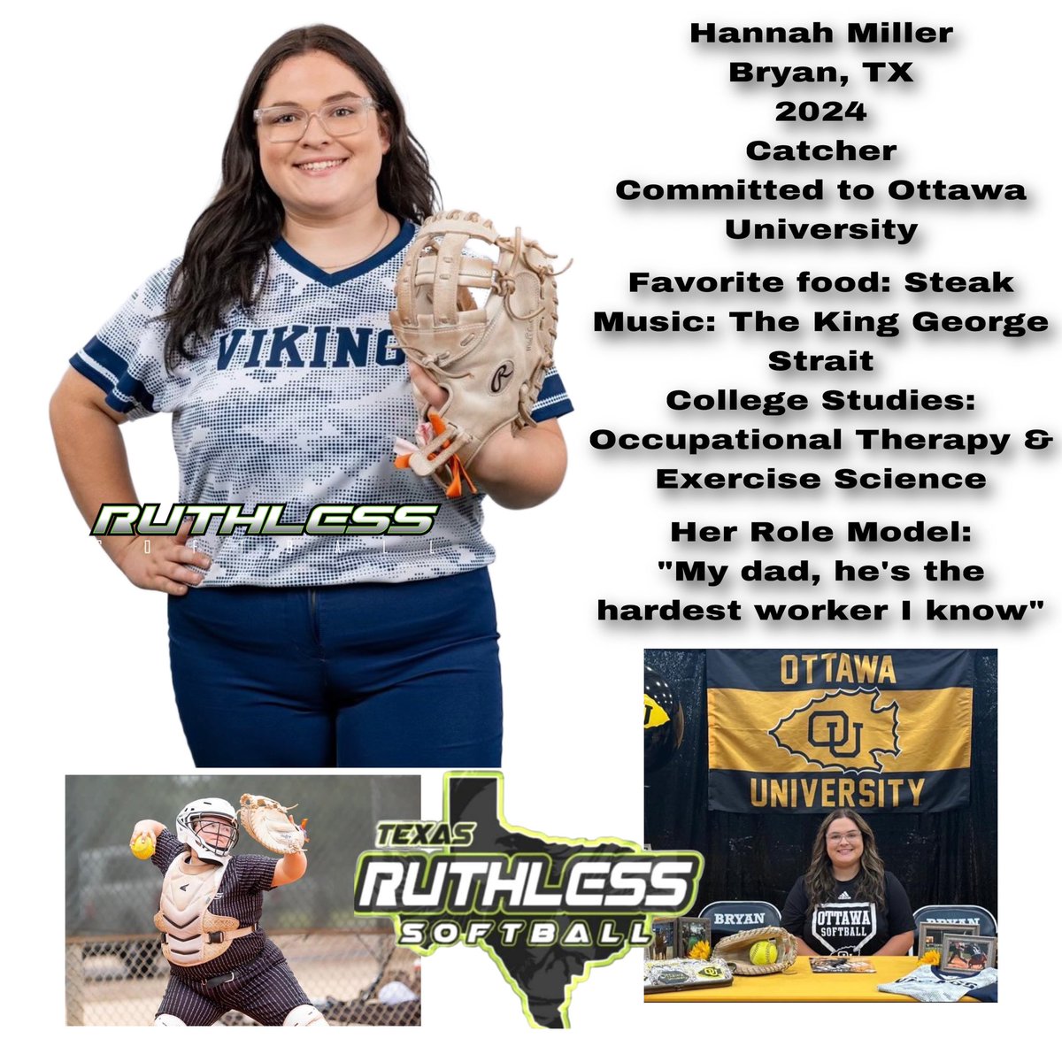 RuCrew Week.. District Showdowns kicking off. Let us introduce the Crew. First up is Captain 1. Hannah Miller. Our catcher and leader of the crew. A great motivator and mentor. Good Luck Hannah and the Bryan Vikings this season!! @Hannahbob06