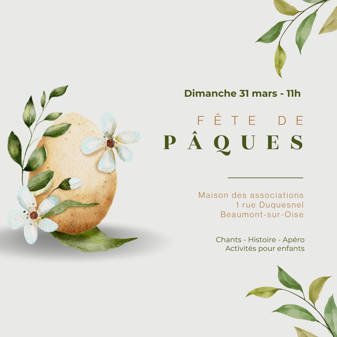 La fête de la Pâques à L'Oasis aura lieu le dimanche  31 mars à 11h.
Venez nombreux !
#fetedepaques #celebration #loasisbeaumont