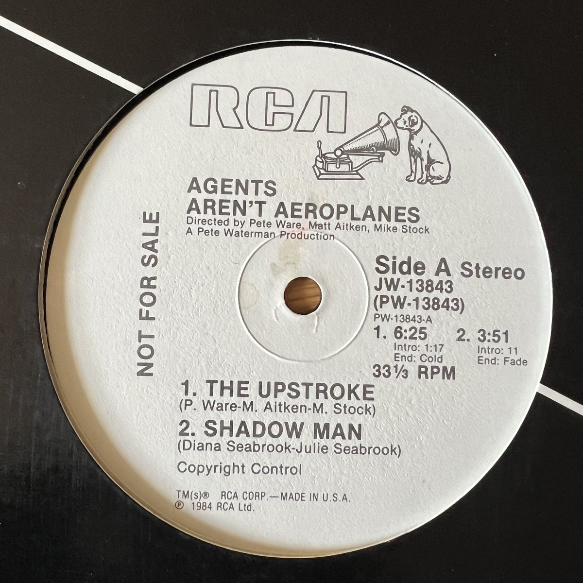 RetroPopBoy's tweet image. Here is the very first single produced by #StockAitkenWaterman: “The Upstroke”, by Agents Aren’t Aeroplanes. Released in 1984. Pictured are the UK 7” and 12”, and the US promo 12”. #SAWCollection #PWLCollection #PWL40 @PWLHitFactory @mikestockmusic @matt_aitken25 @PeteWatermanOBE