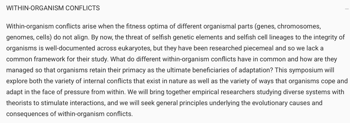 Planning to attend @Evol_mtg #Evol2024? Consider submitting your work to the symposium on 'Within-organism conflicts'!