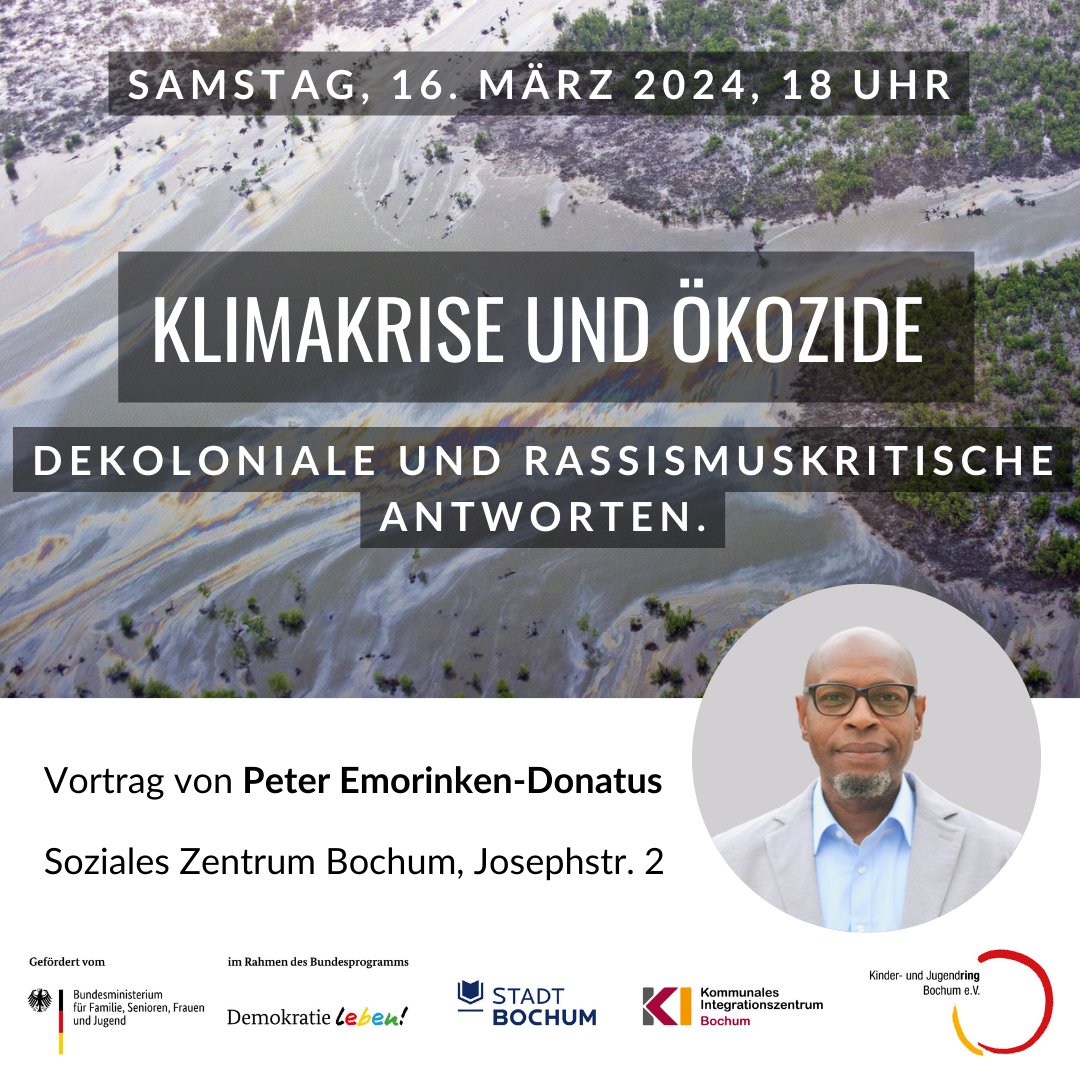 Ende Gelände Bochum (@eg__bo) on Twitter photo Der nächste #Klimatresen steht bald an! Unsere Bildungsreihe zum Thema Kolonialismus und Klimakrise startet stark, mit einem Vortrag von <a href="/PeterEmDonatus/">Peter Emorinken-Donatus</a> von @Debt4ClimateDE .
Kommt vorbei! Nach dem Vortrag gibt's KüFa und gute Gespräche. Der nächste #Klimatresen steht bald an! Unsere Bildungsreihe zum Thema Kolonialismus und Klimakrise startet stark, mit einem Vortrag von <a href="/PeterEmDonatus/">Peter Emorinken-Donatus</a> von @Debt4ClimateDE .
Kommt vorbei! Nach dem Vortrag gibt's KüFa und gute Gespräche.