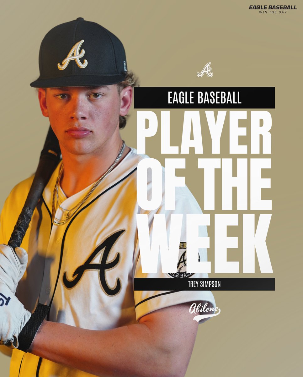 Player of the Week

Trey Simpson
• .412 BA/.882 SLG
• 9 RBIs/5 XBH
• 1 HR
• 1.000 Fielding Pct.

#WTD | #EagleBaseball⚾️